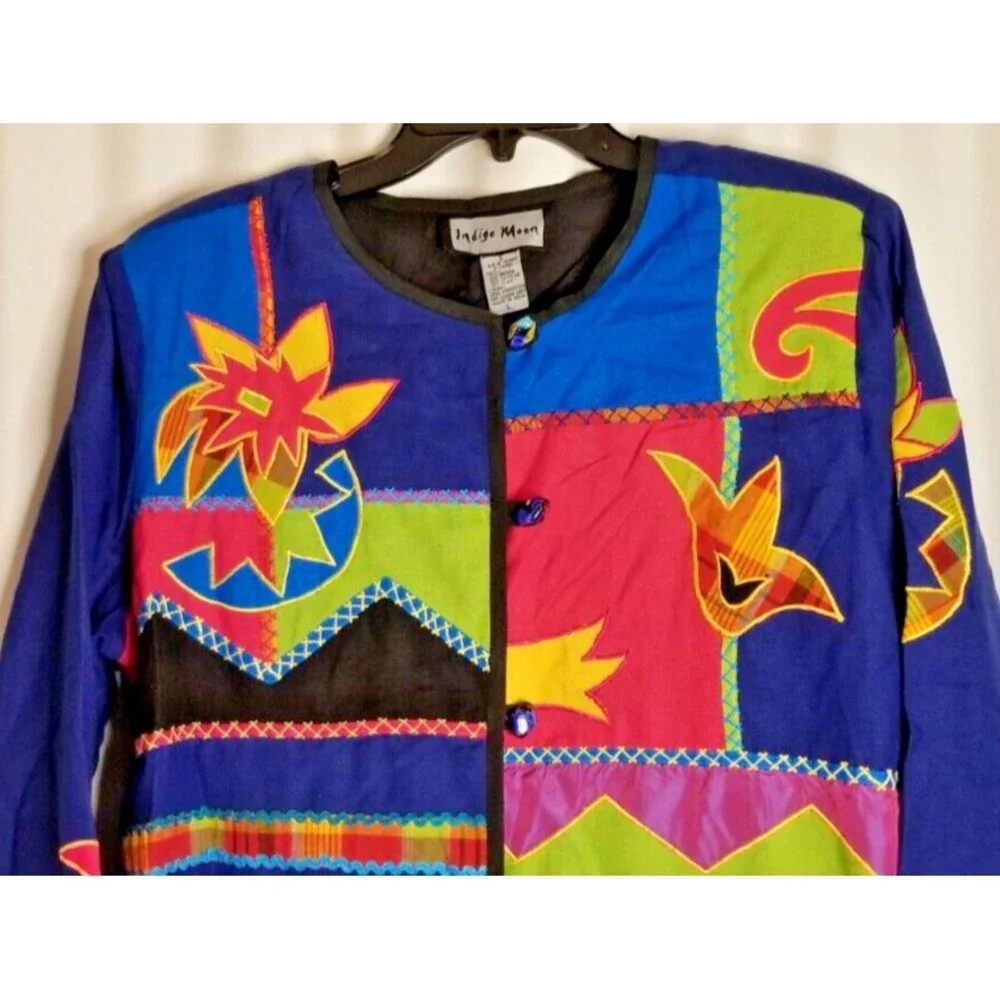 Women's Vintage Blazer Jacket Indigo Moon Arsty Funky Bohemian RARE Size Large